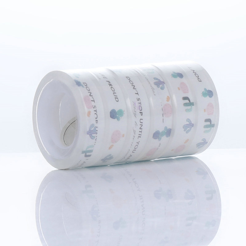 Bedrukte op maat gemaakte kawaii superwaterdichte transparante tape onzichtbare schoolkantoor 12 mm briefpapiertape